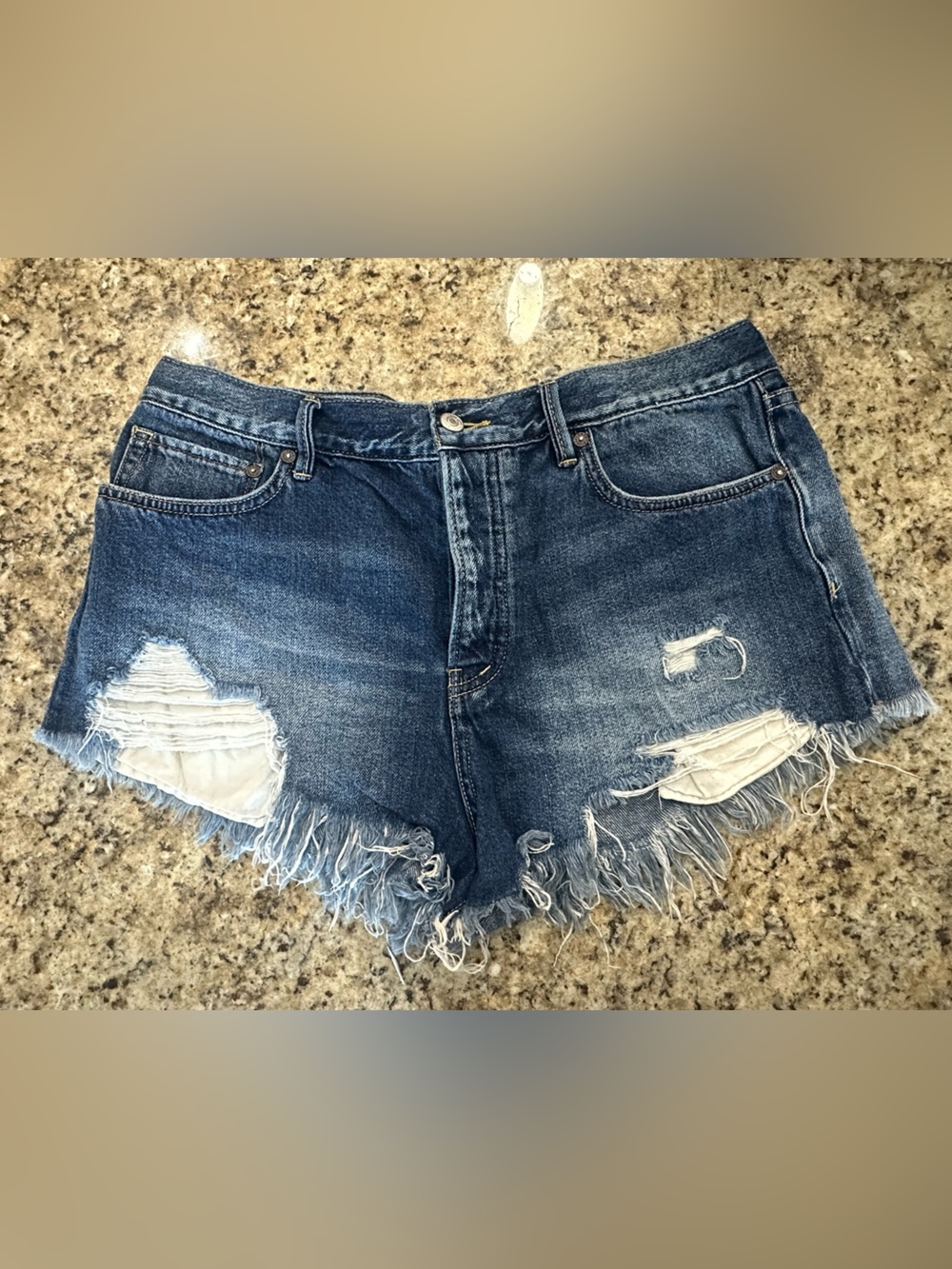 We The Free Distressed Fringe Denim Shorts
